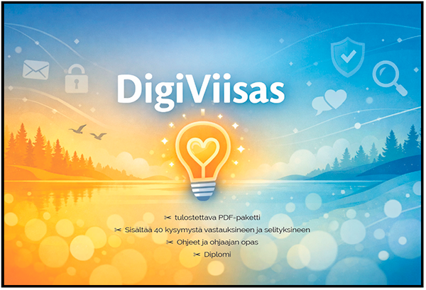 DigiViisas – tulostettava digiturvapeli senioreille huijausten tunnistamiseen ja turvalliseen toimintaan verkossa